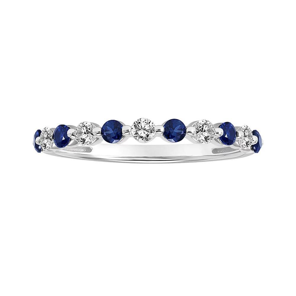 Love Always Sterling Silver Lab-Created Blue & White Sapphire Shared-Prong Anniversary Band, Women's, Size: 7 Product Image