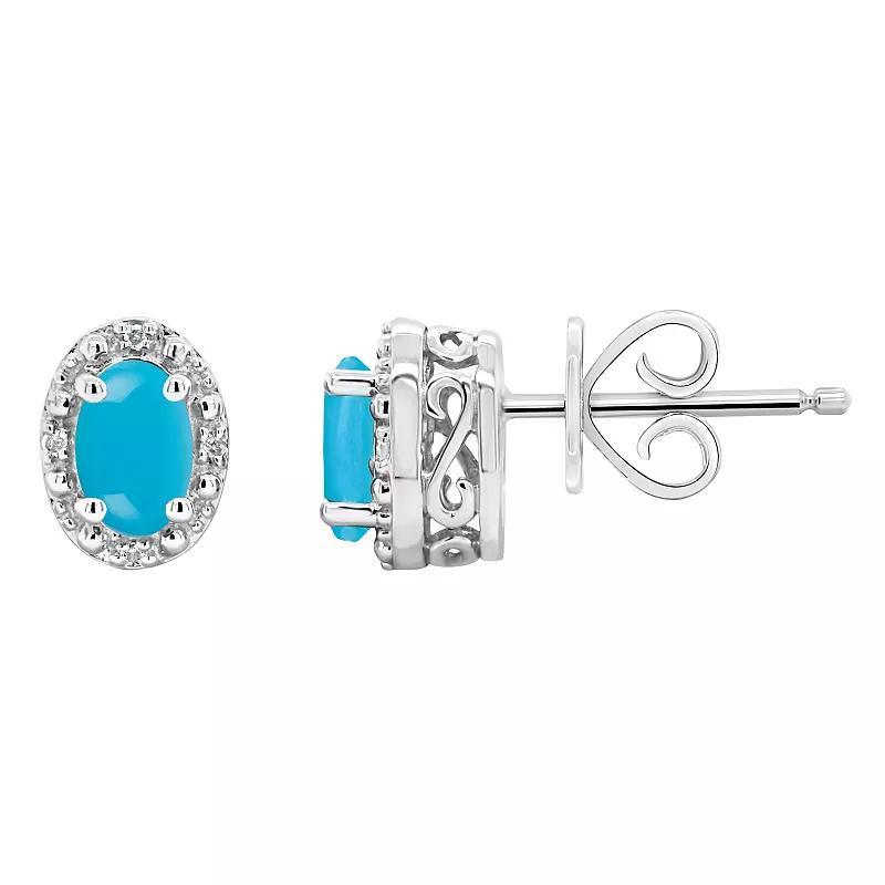 Celebration Gems Sterling Silver Oval Onyx & Diamond Accent Stud Earrings, Women's Product Image