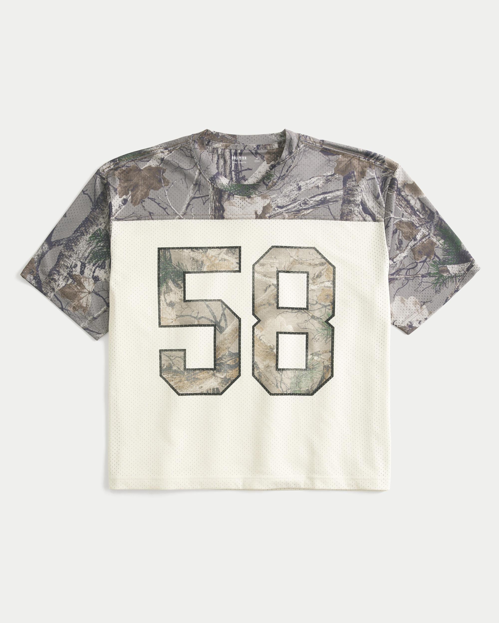 Boxy Crop Mesh Graphic Football Jersey Product Image
