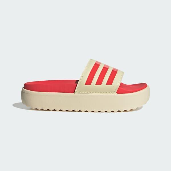 adidas adilette Women's Platform Swimming Slides, Size: 6, Warm White Product Image
