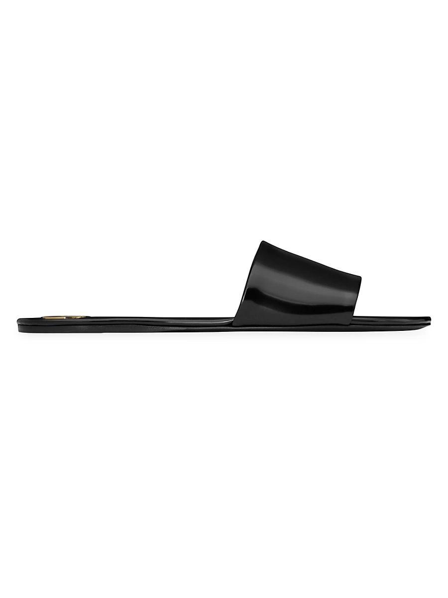 Saint Laurent Womens Carlyle Slides in Glazed Leather Product Image