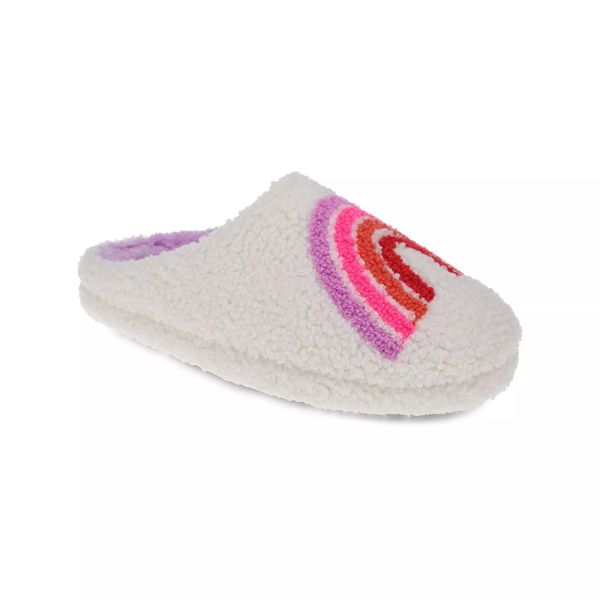 Joe Boxer Plush Rainbow Women's Clog Slippers, Size: Medium, Ivory Product Image