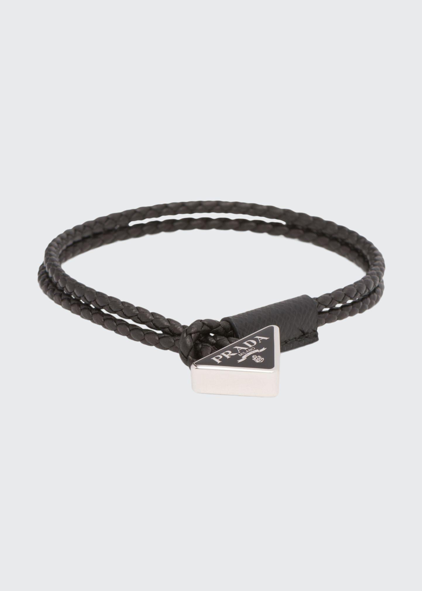 Mens Braided Bracelet With Triangle Logo Product Image