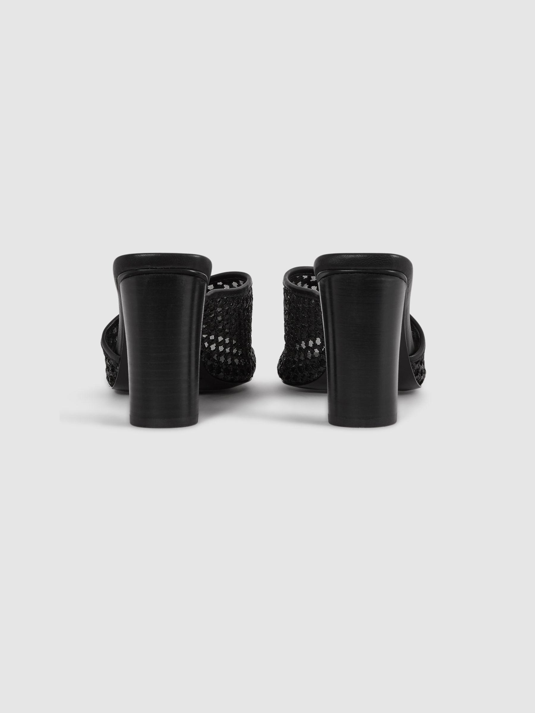 Raffia Block Heel Mules in Black Product Image