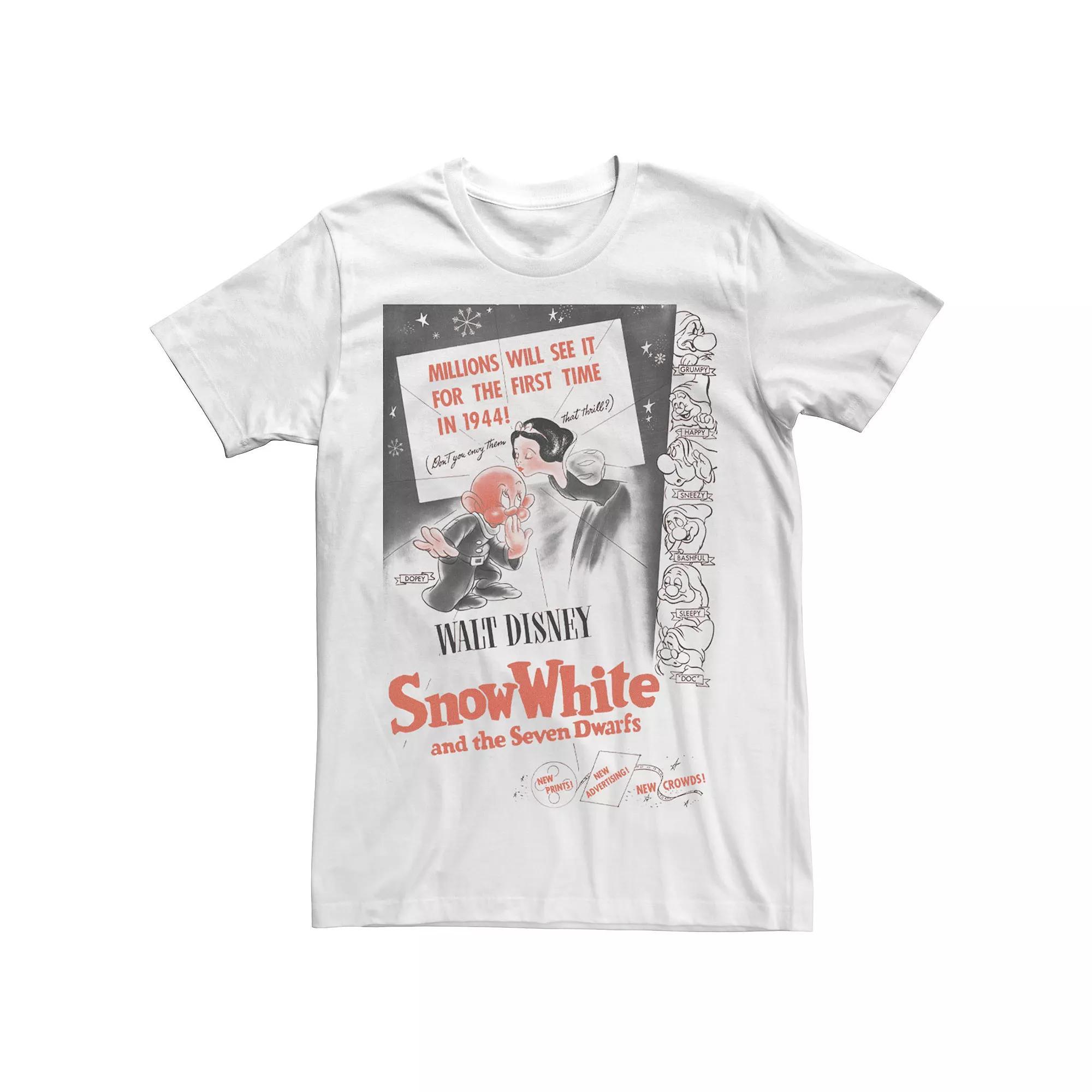 Disney's Snow White And The Seven Dwarfs Vintage Poster Men's Tee, Size: 3XL, Natural Product Image