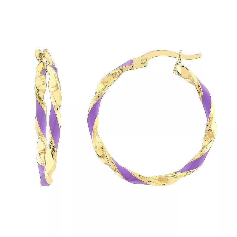 Color Romance 20 mm Enamel Twist Hoop Earrings, Women's, Yellow Product Image