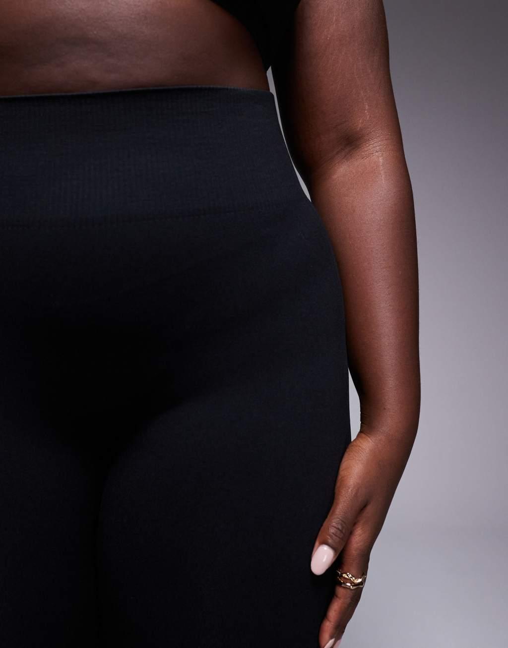 ASOS 4505 Curve sculpting seamless high rise gym leggings in black Product Image