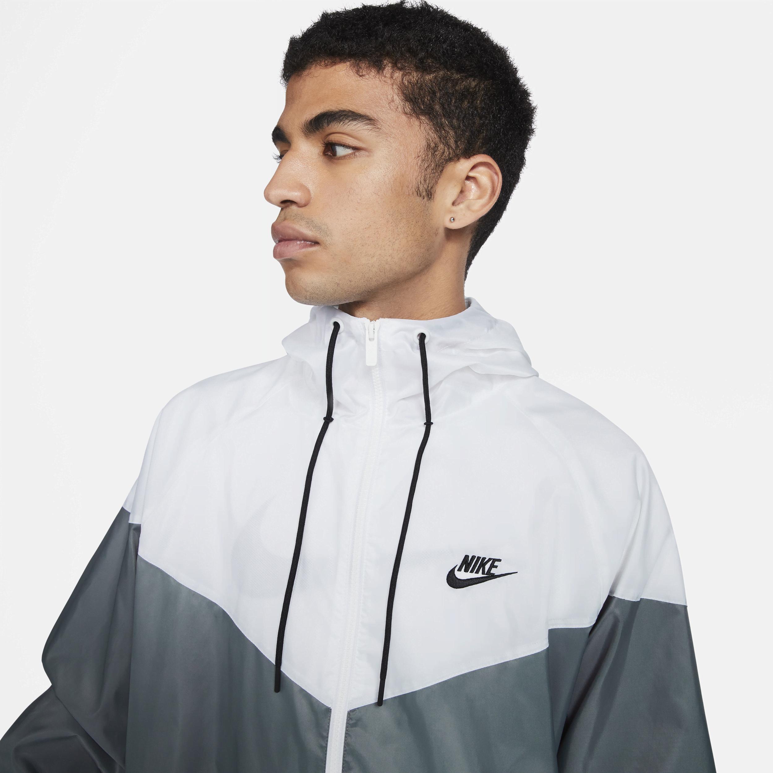 Nike Mens Sportswear Windrunner Woven Hooded Jacket in Smoke Grey/White/Smoke Grey Product Image