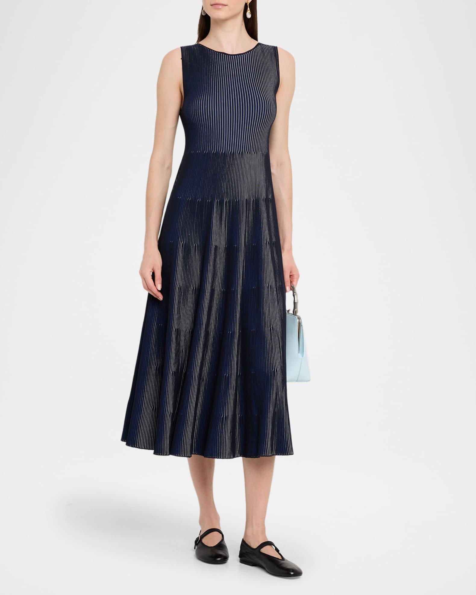 Sleeveless Tiered Striped Knit Midi Dress Product Image