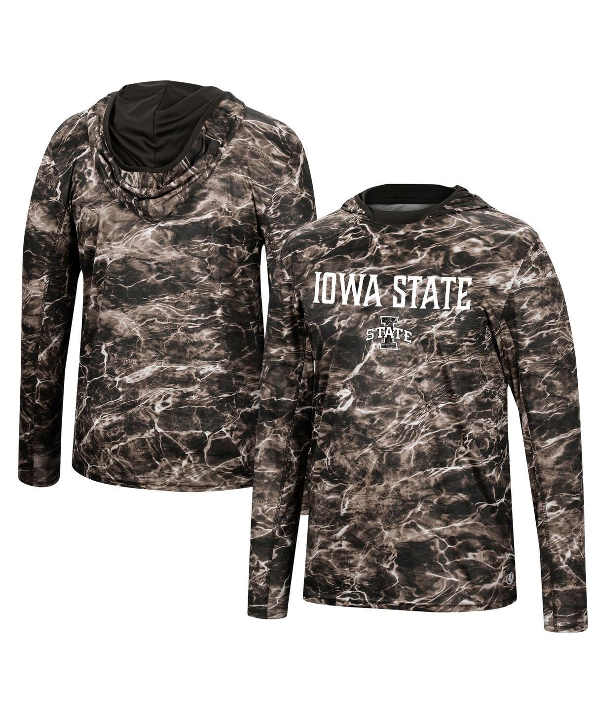 Men's Colosseum Black Iowa State Cyclones Mossy Oak SPF 50 Performance Long Sleeve Hoodie T-Shirt, Size: Large Product Image