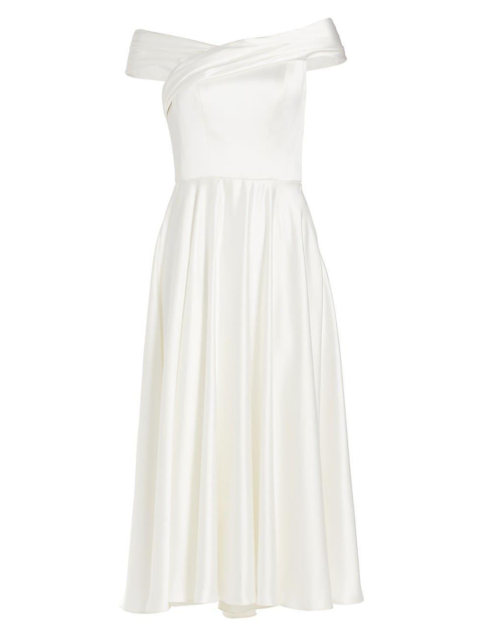 Womens Fluide Satin Off-The-Shoulder Bridal Dress Product Image