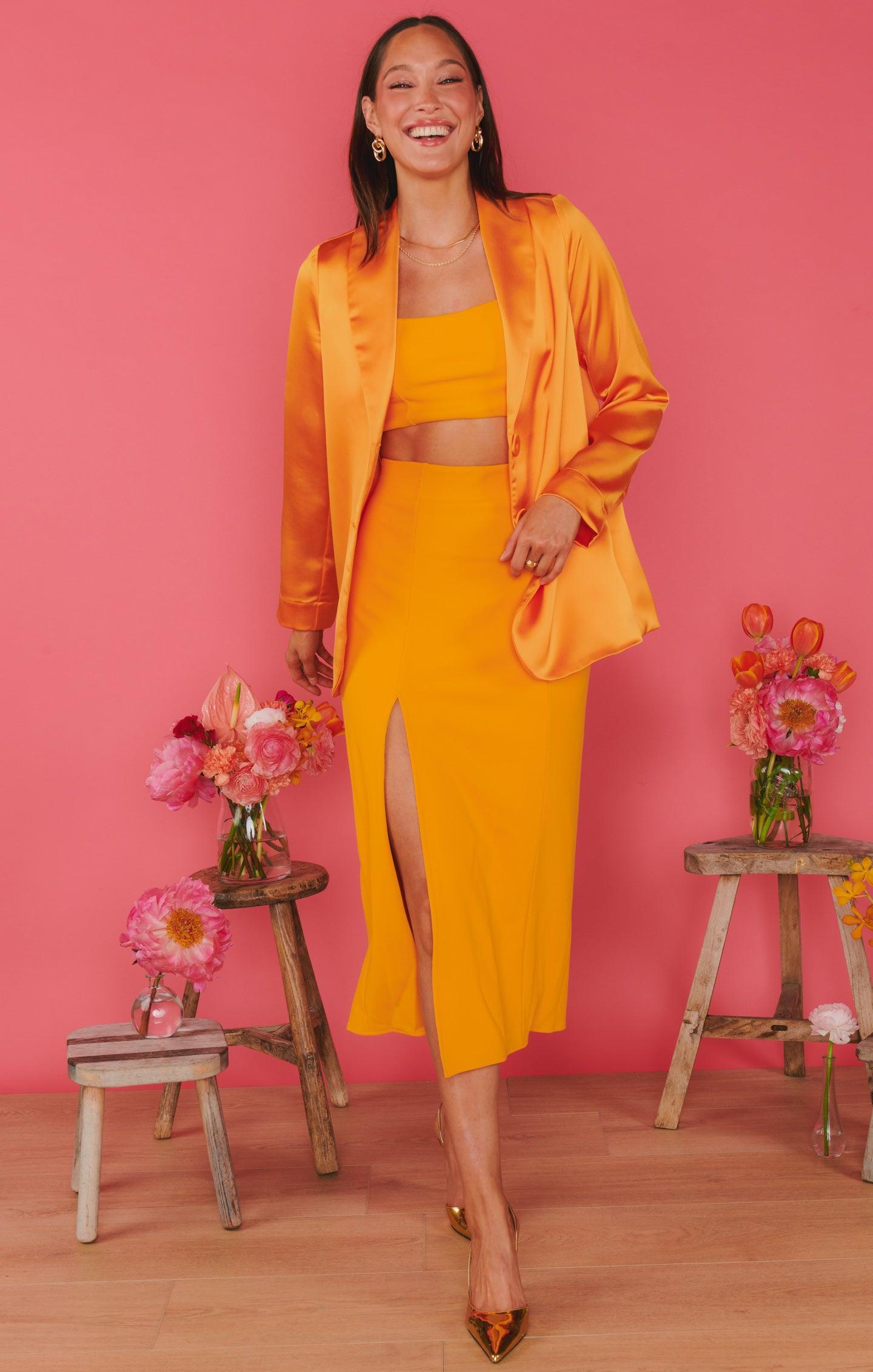 Ansley Crop Top ~ Tangerine Stretch Product Image