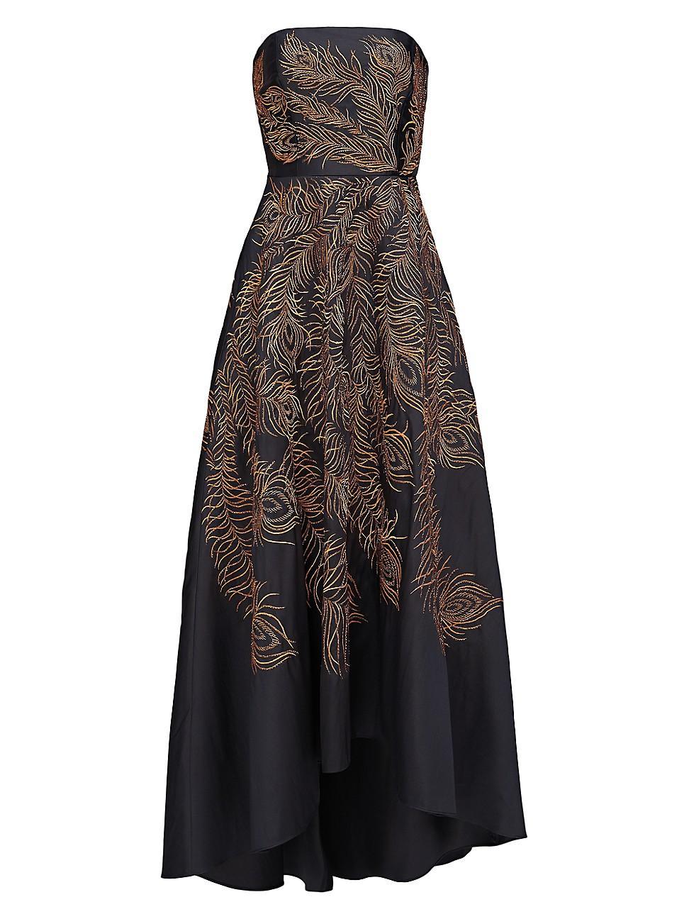 Womens Erica Feather-Embroidered Strapless Gown Product Image