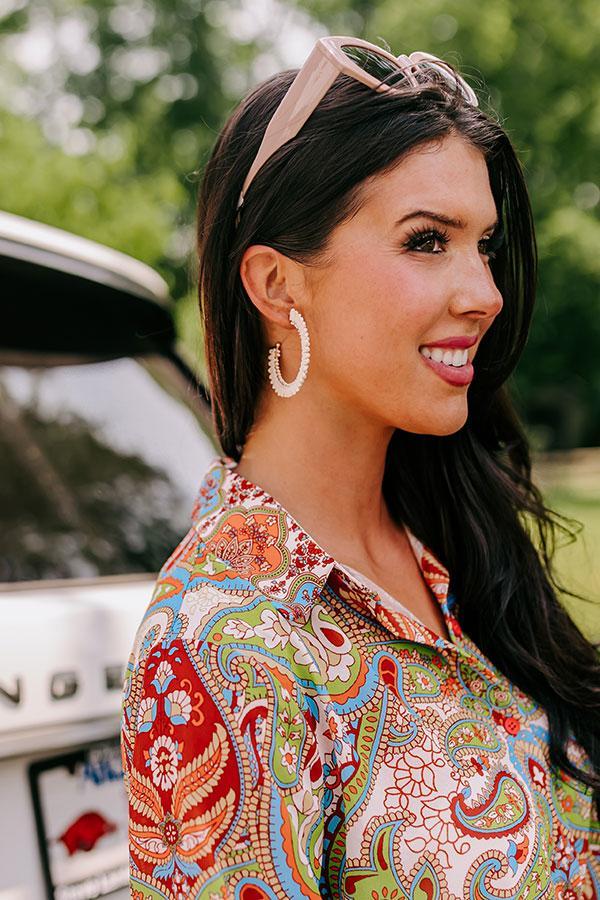 Humming Sweetly Hoop Earrings In Ivory Product Image