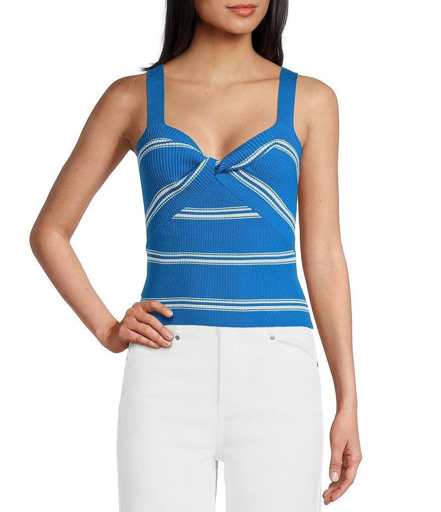 Copper Key Stripe Twist Knit Tank Top Product Image