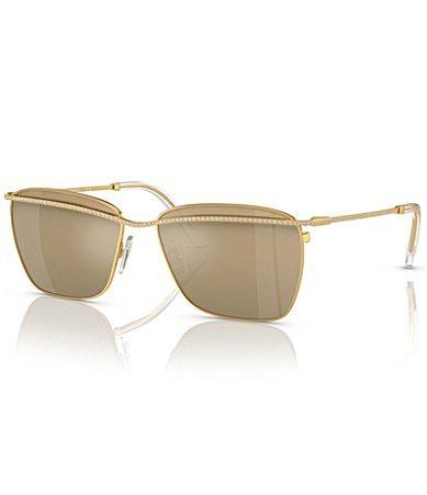 Crystal-Embellished Mirrored Metal Aviator Sunglasses Product Image