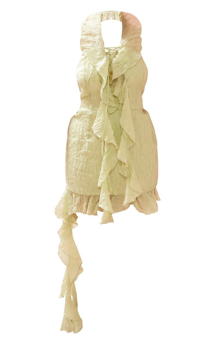 Plus Olive Textured Sheer Lace Up Shift Dress Product Image