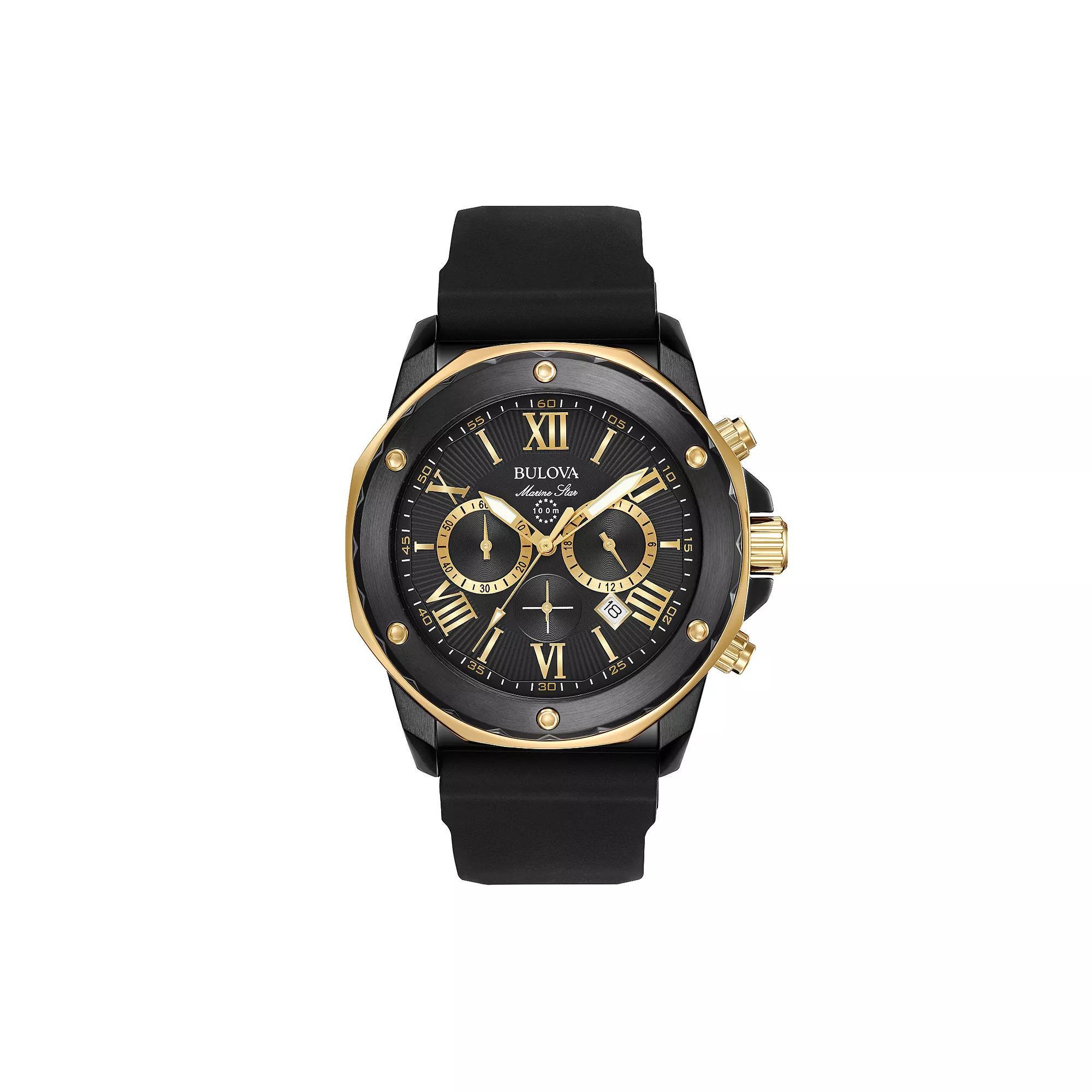 Bulova Mens Marine Star Two Tone Chronograph Watch - 98B278, Black Product Image