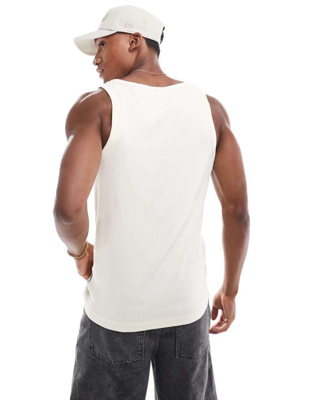 ONLY & SONS ribbed tank top in cream Product Image