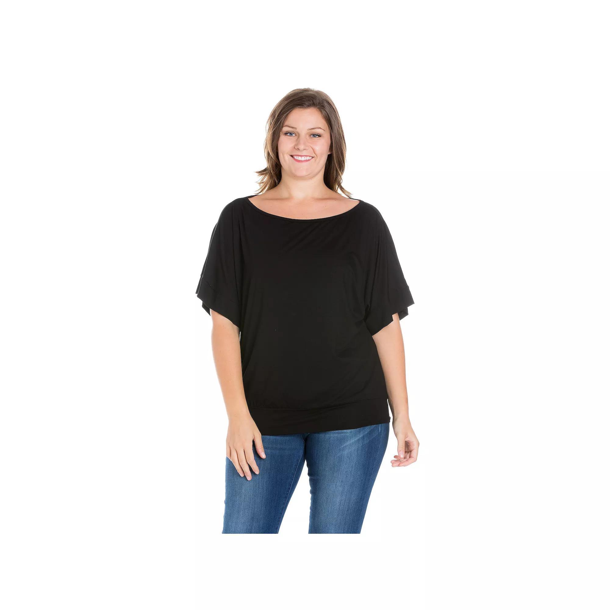Plus Size 24Seven Comfort Apparel Short Sleeve Dolman Top, Women's, Size: 3XL, Green Product Image