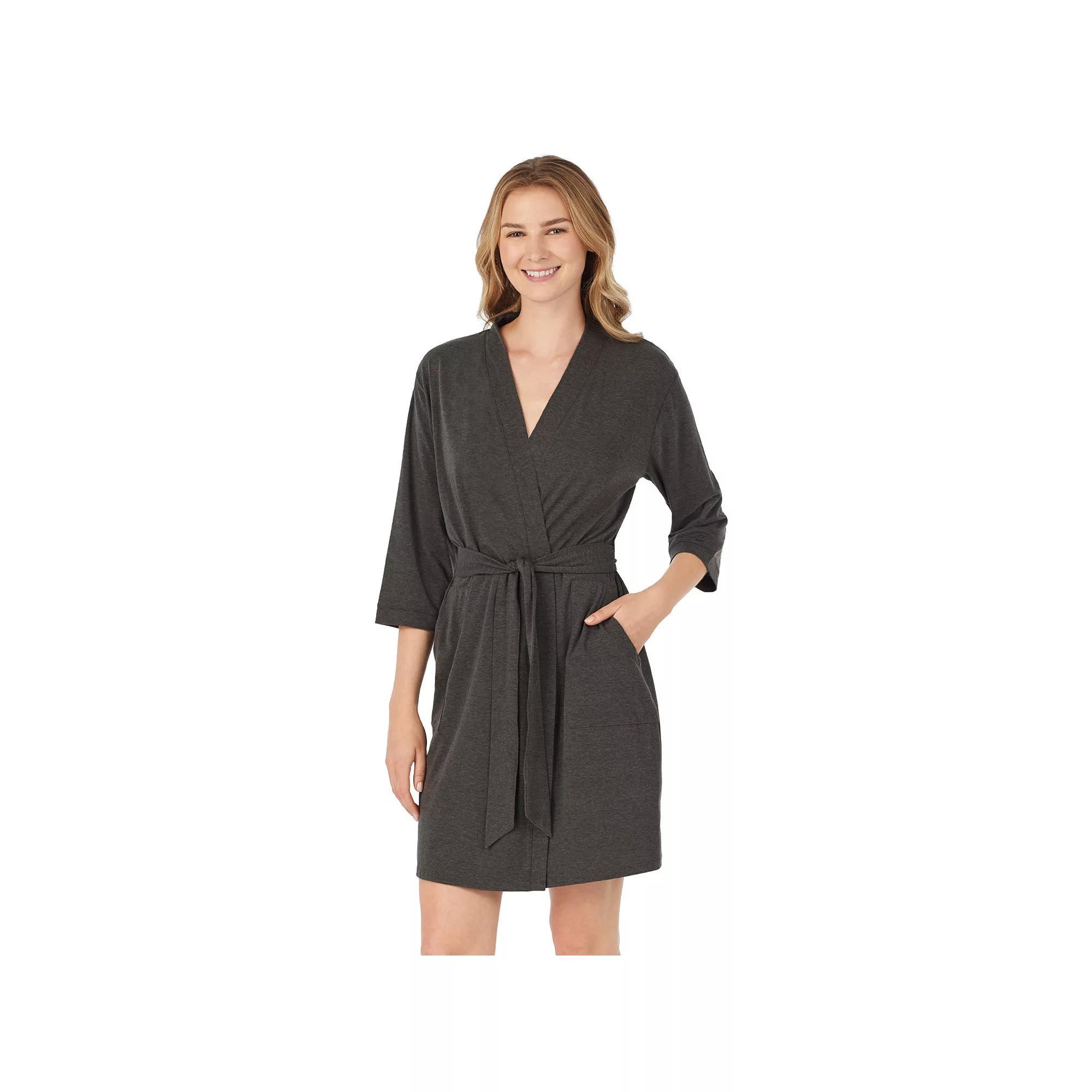 Women's Cuddl Duds® Essentials Wrap Robe, Size: XL, Grey Heather Product Image