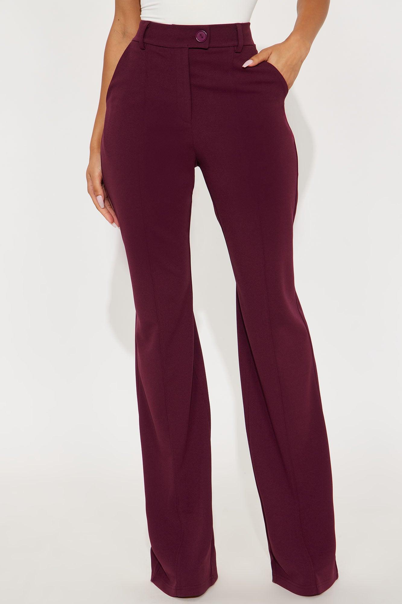 Tall Heidi Wide Leg Trouser Pant - Burgundy Product Image