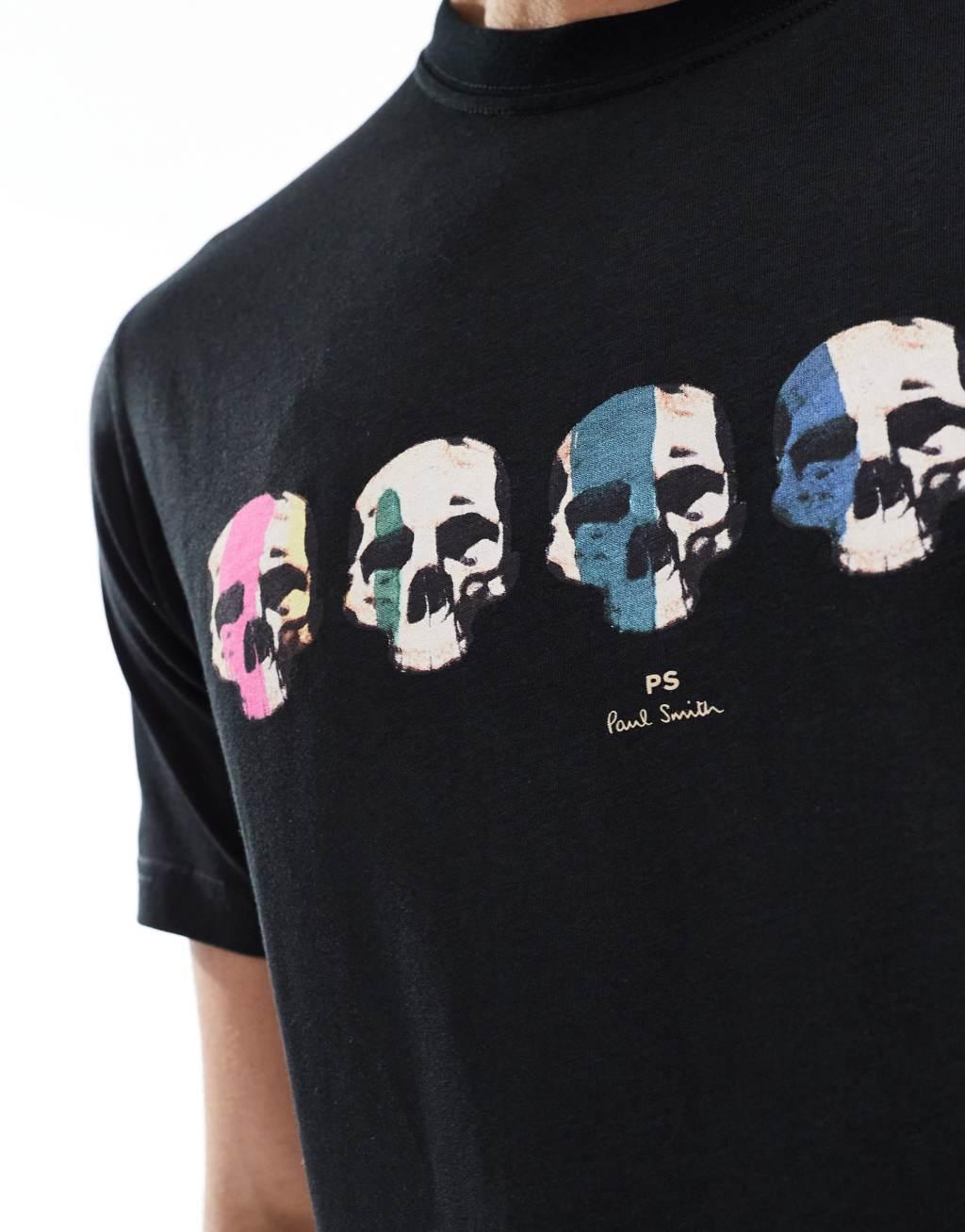 PS Paul Smith skull print logo t-shirt in black Product Image