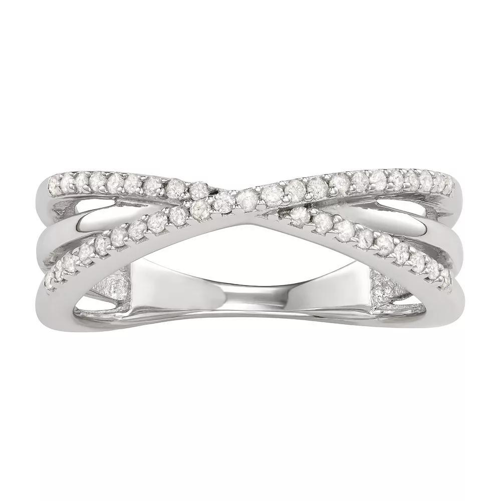 Jewelexcess Sterling Silver 1/4 Carat T.W. Diamond Crossover Ring, Women's, Size: 8 Product Image