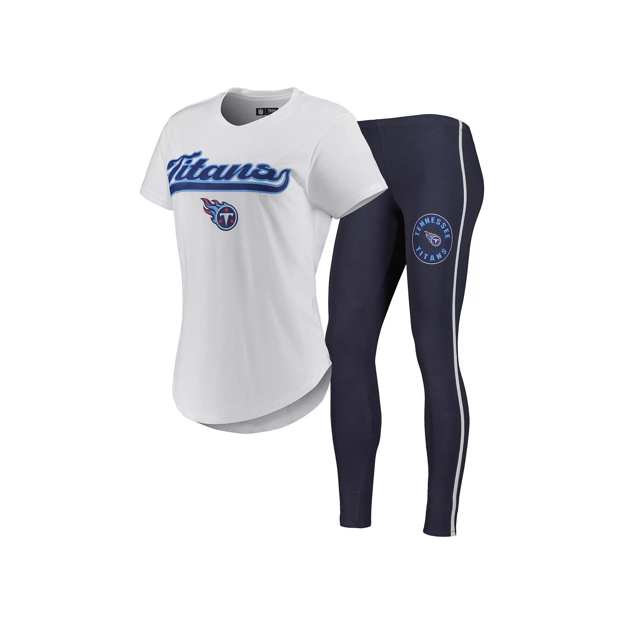 Women's Concepts Sport White/Charcoal Tennessee Titans Sonata T-Shirt & Leggings Sleep Set, Size: 2XL Product Image