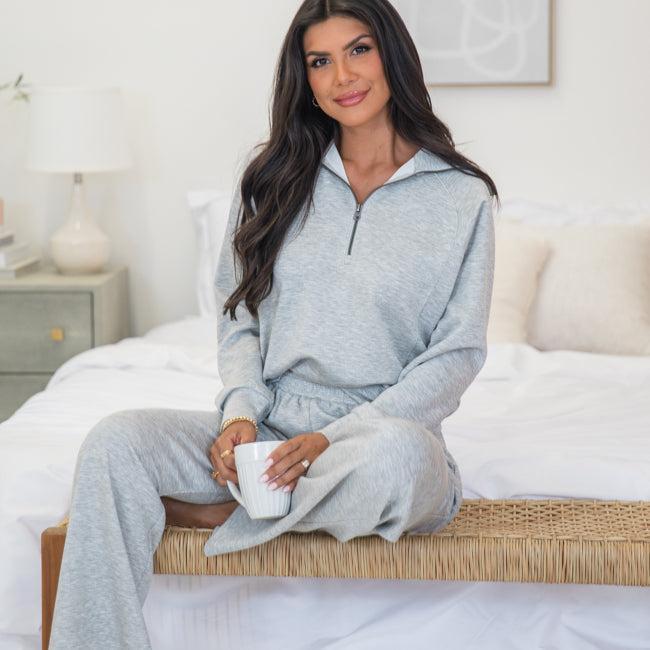 Let's Just Stay Mocha Quarter Zip Knit Pullover FINAL SALE Product Image