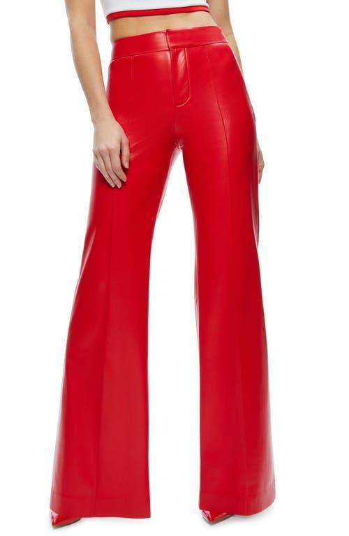 Alice and Olivia Dylan High Waist Wide Leg Pants in Bright Ruby Faux Leather Product Image