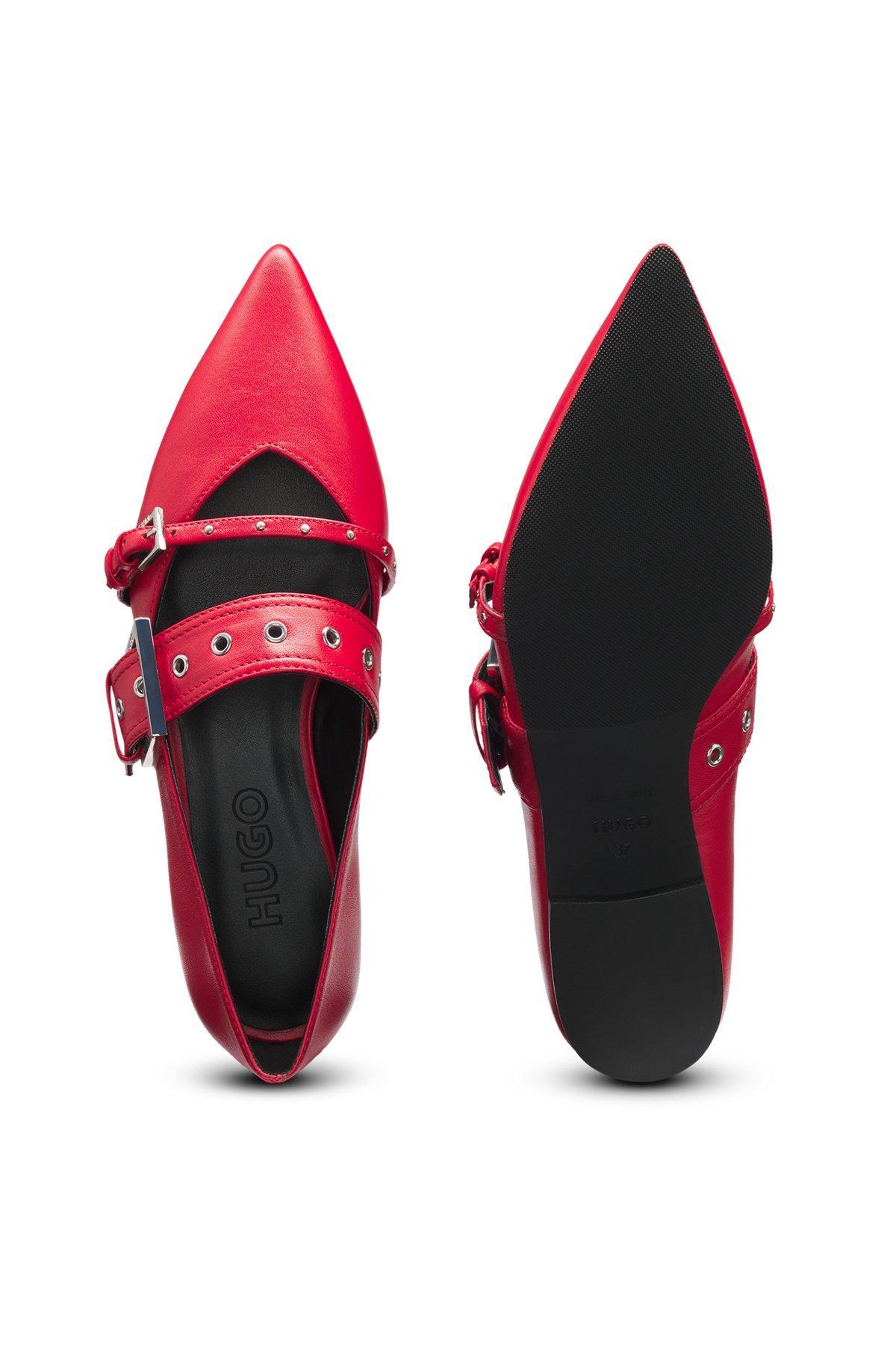 Nappa-leather ballerina pumps with buckled straps Product Image
