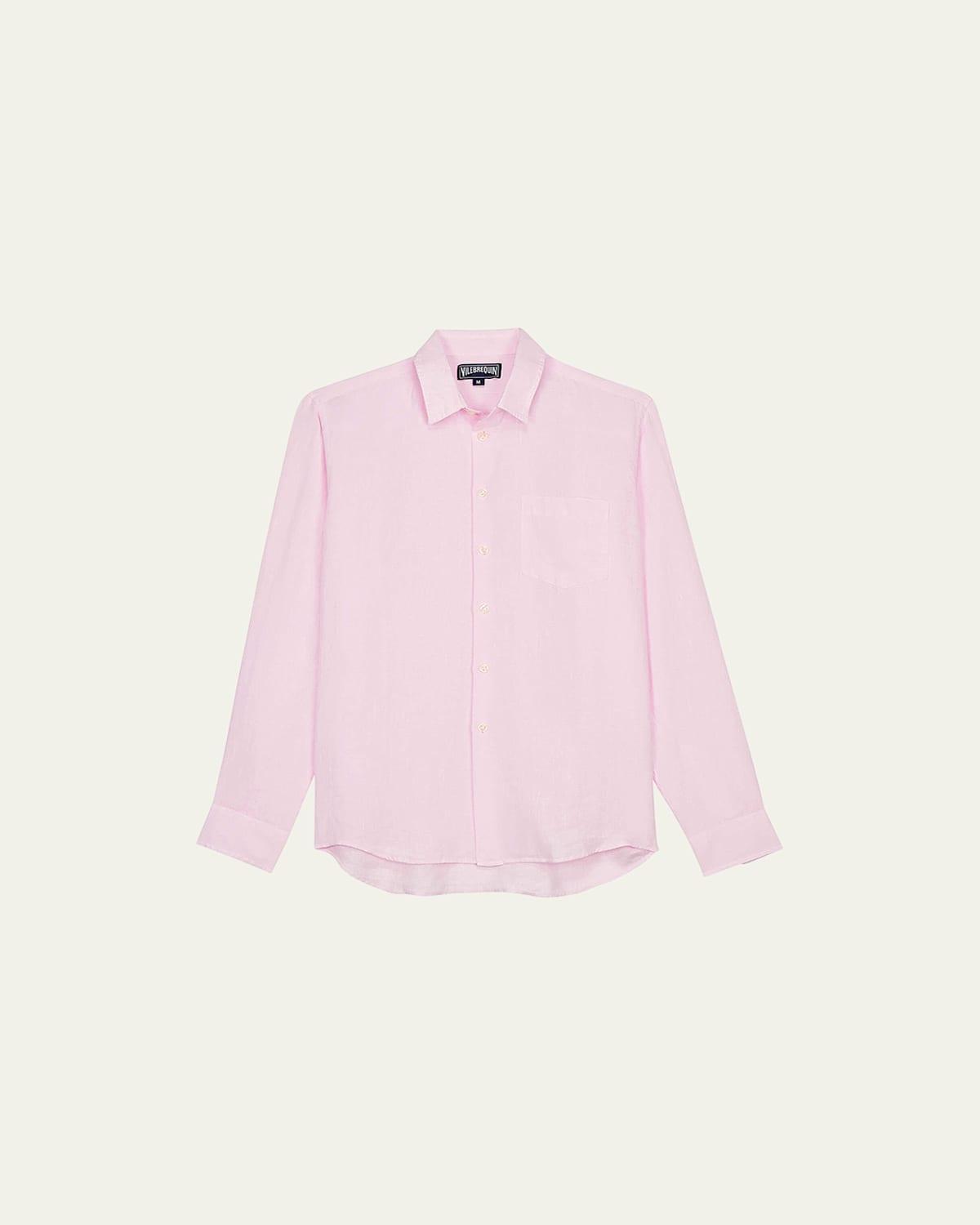 Mens Caroubis Solid Linen Sport Shirt Product Image