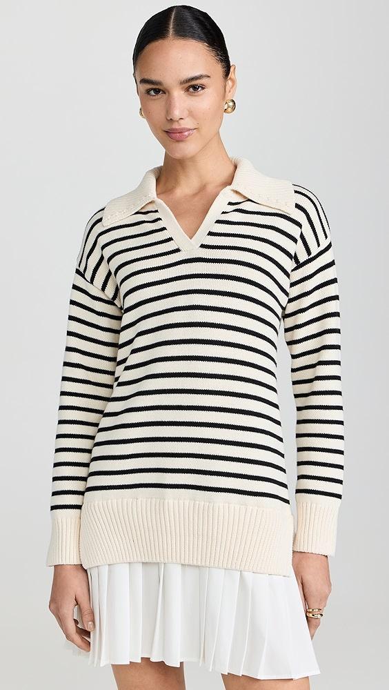 English Factory Striped Mixed Media Pleated Dress | Shopbop Product Image