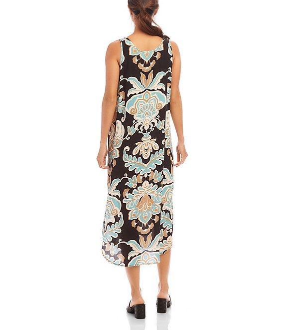 Karen Kane Scoop Neck Printed Side Slit Sleeveless Midi Dress Product Image