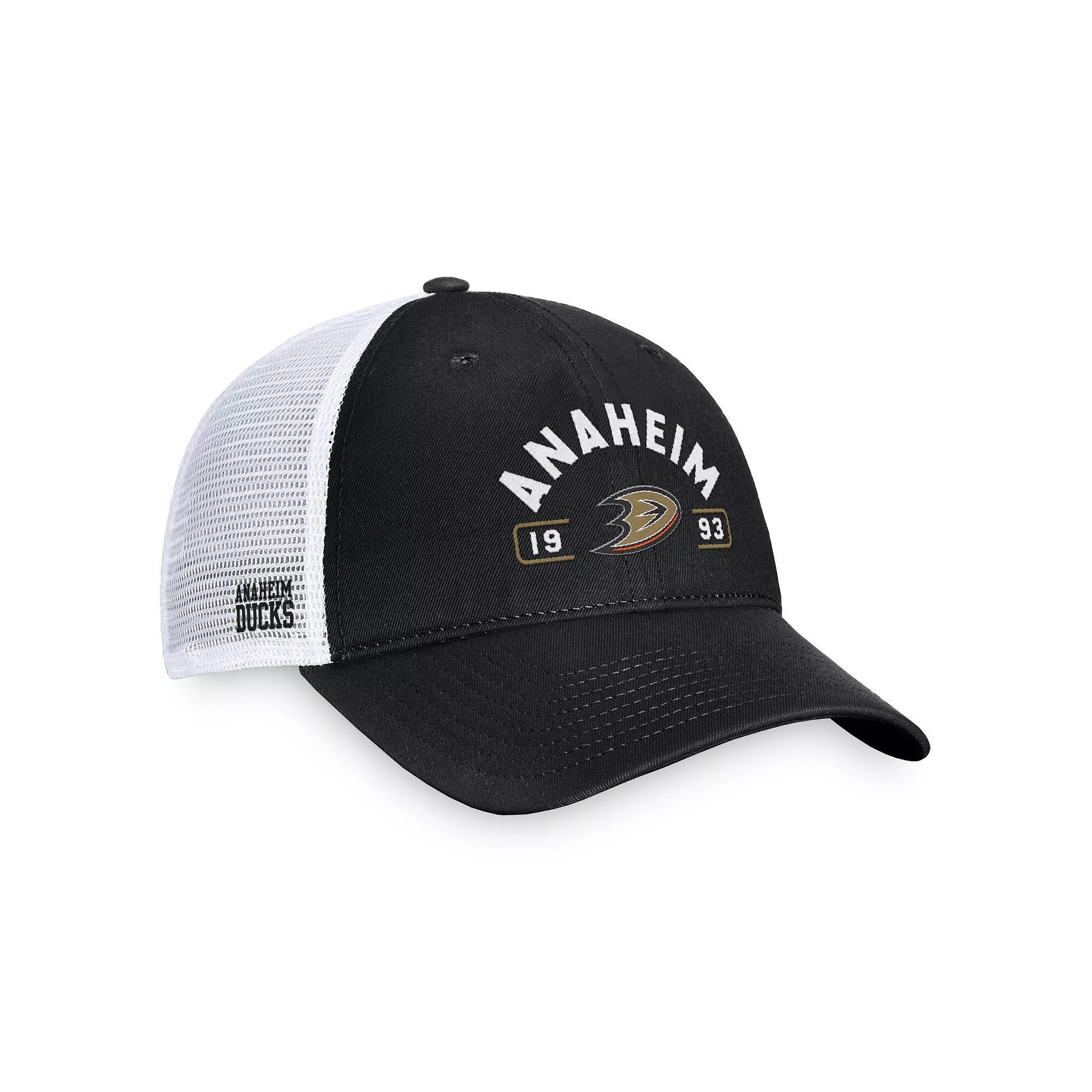 Men's Fanatics Black/White Anaheim Ducks Free Kick Trucker Adjustable Hat, Dks Black Product Image