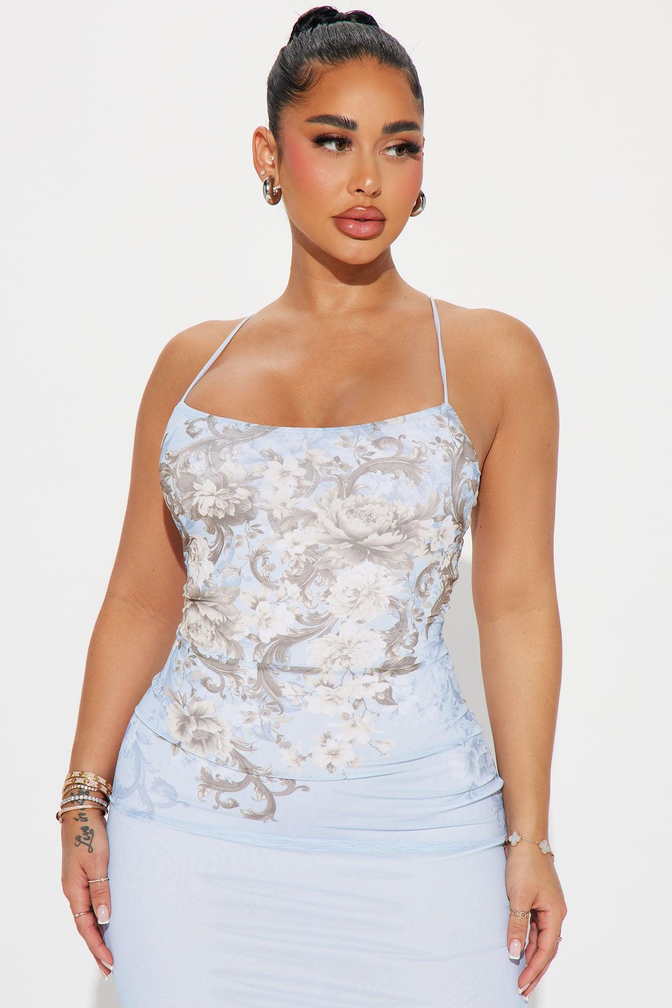 Julia Mesh Maxi Dress - Blue/combo Product Image