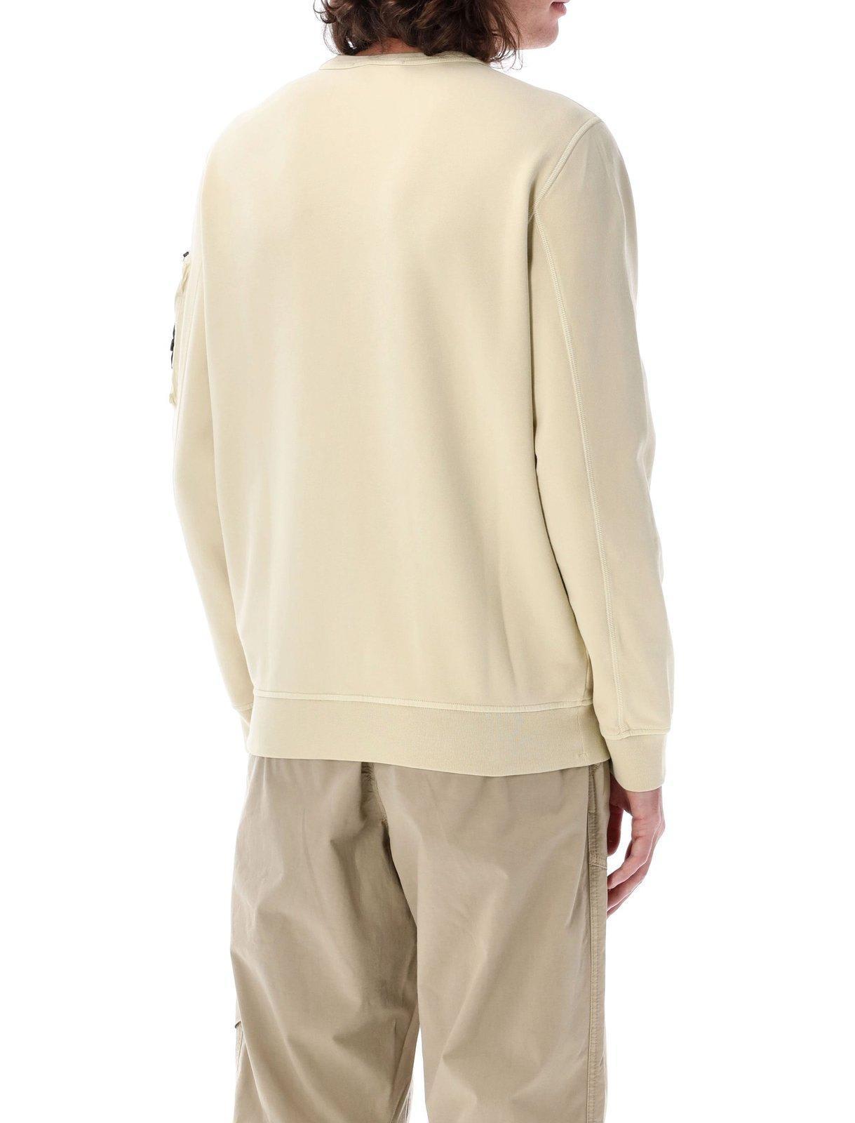 STONE ISLAND Compass Patch Crewneck Sweatshirt In Beige Product Image
