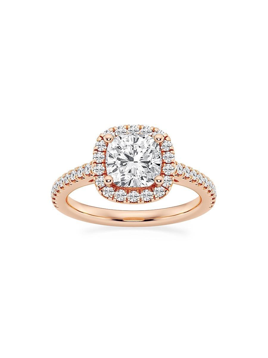 Womens 14K Rose Gold & Cushion-Cut Lab-Grown Diamond Halo Ring/1.30-3.60 TCW Product Image