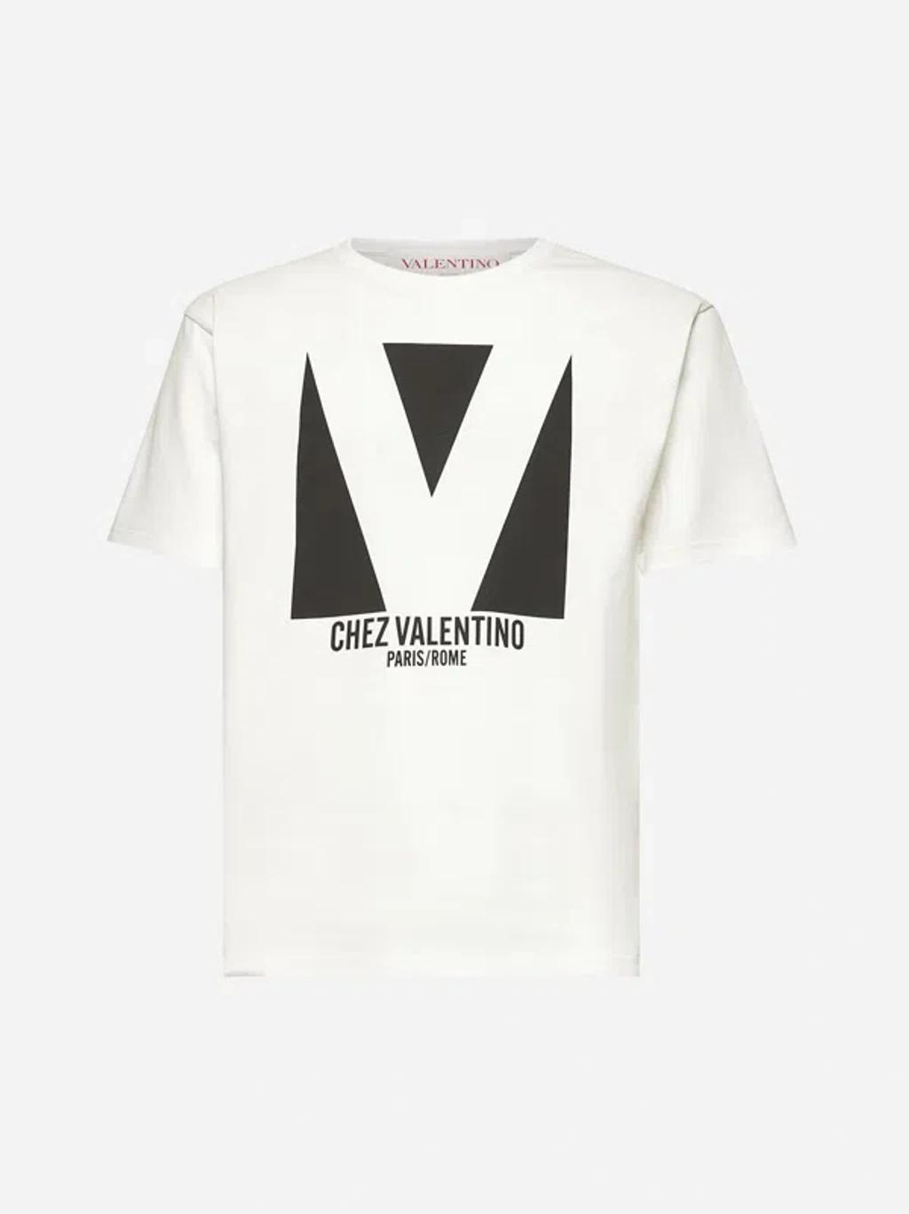 VALENTINO Mens Avorio Logo-print Crew-neck Cotton-jersey T-shirt Product Image