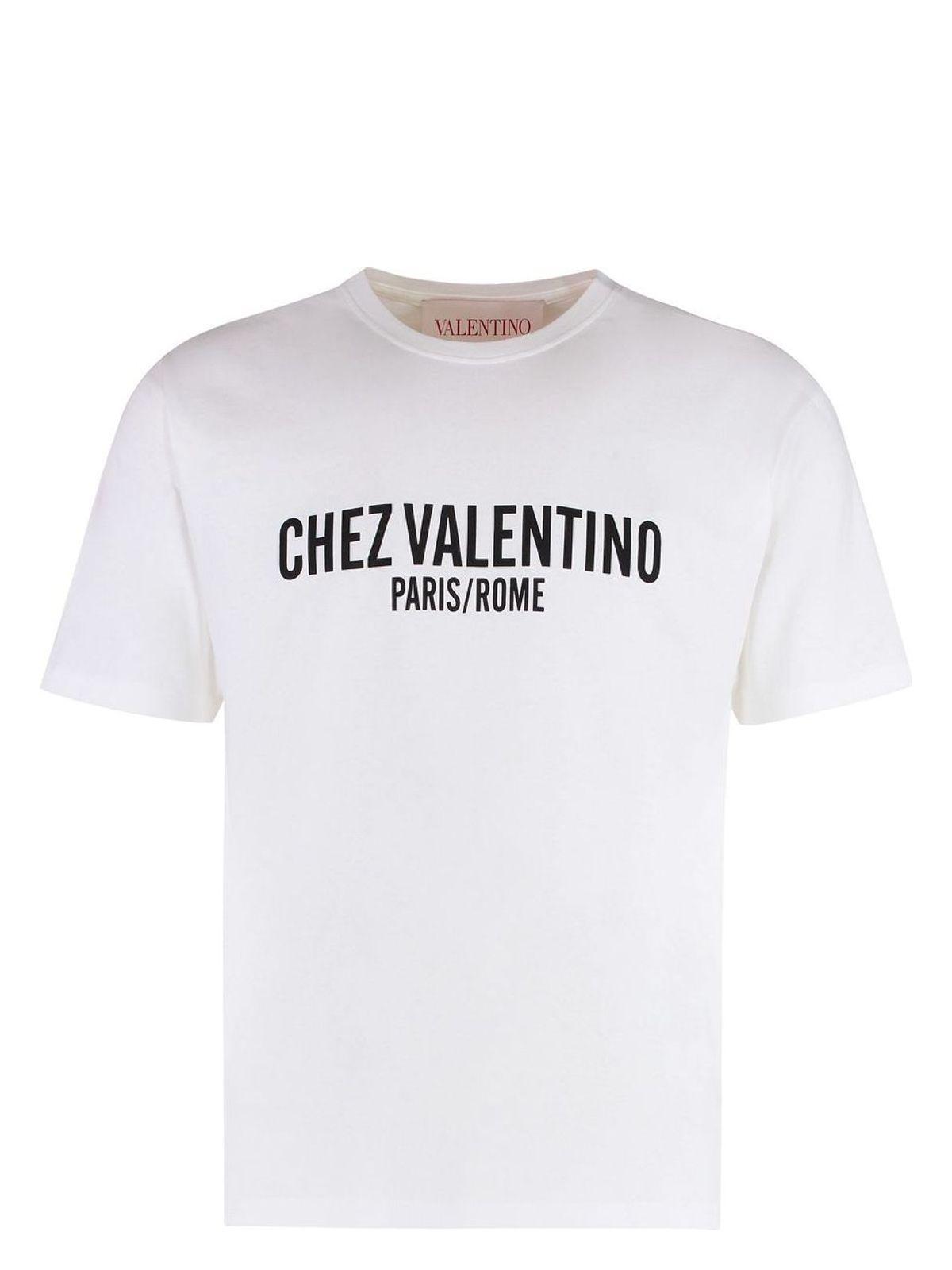 VALENTINO Cotton Crew Neck T-shirt With Graphic Print In White Product Image