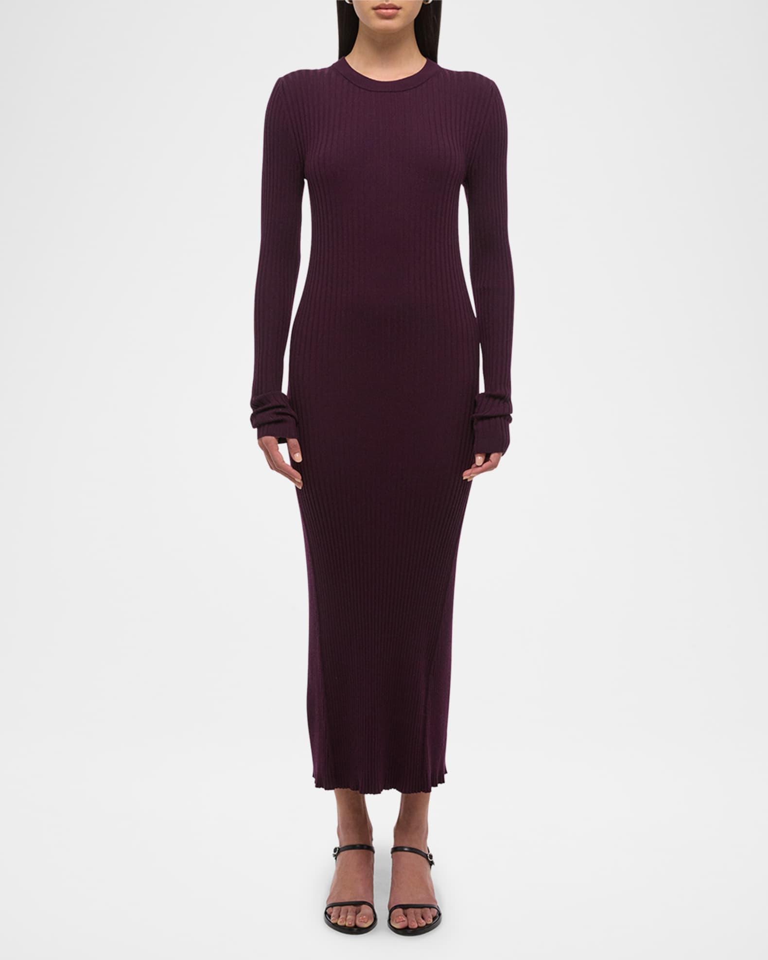 Open-Back Ribbed Wool Dress Product Image