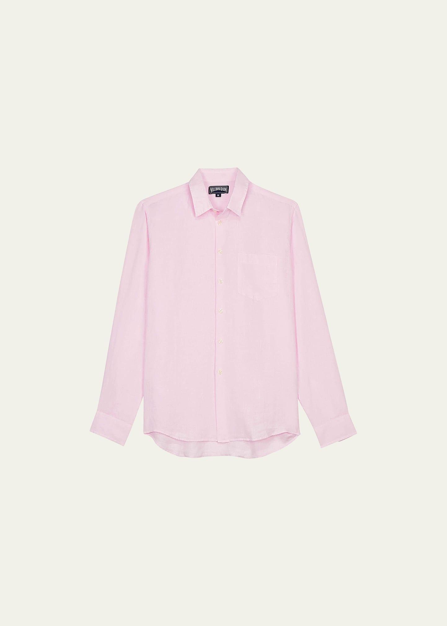 Mens Caroubis Solid Linen Sport Shirt Product Image