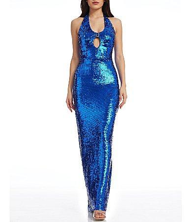 Womens Priscilla Sequin Halter Gown Product Image