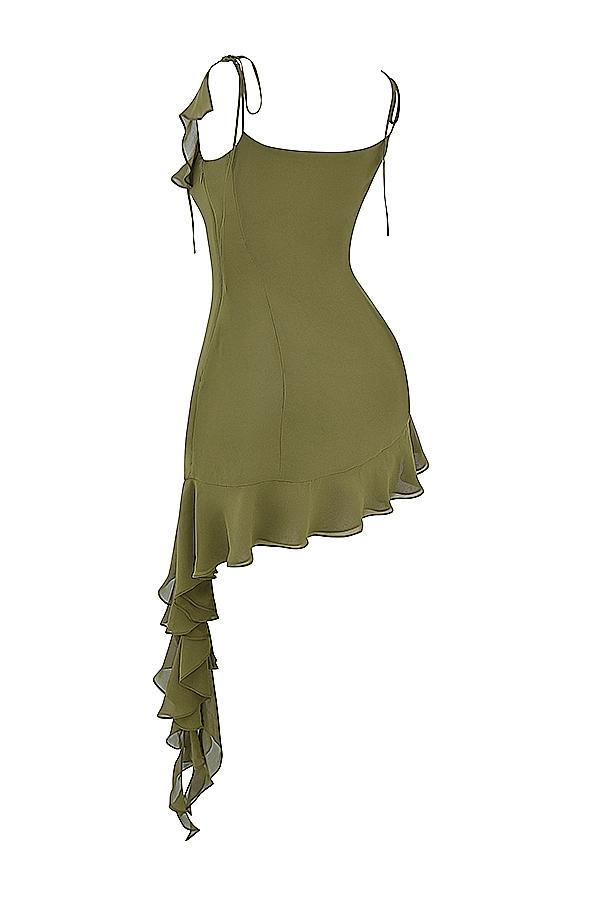 Marcia  olive ruffle mini dress Product Image