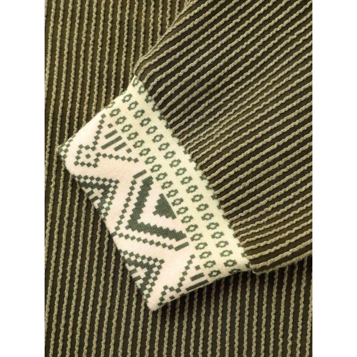 Plus Size Bandana Patchwork Button Up T-shirt ArmyGreen Women Casual Texture Round Neck Everyday T-shirts BloomChic 28/5X Product Image