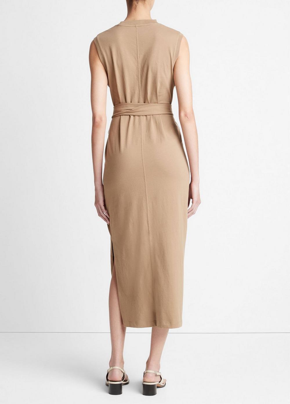 Womens Cotton Sleeveless Wrap Dress, Shale, Size L Vince Product Image