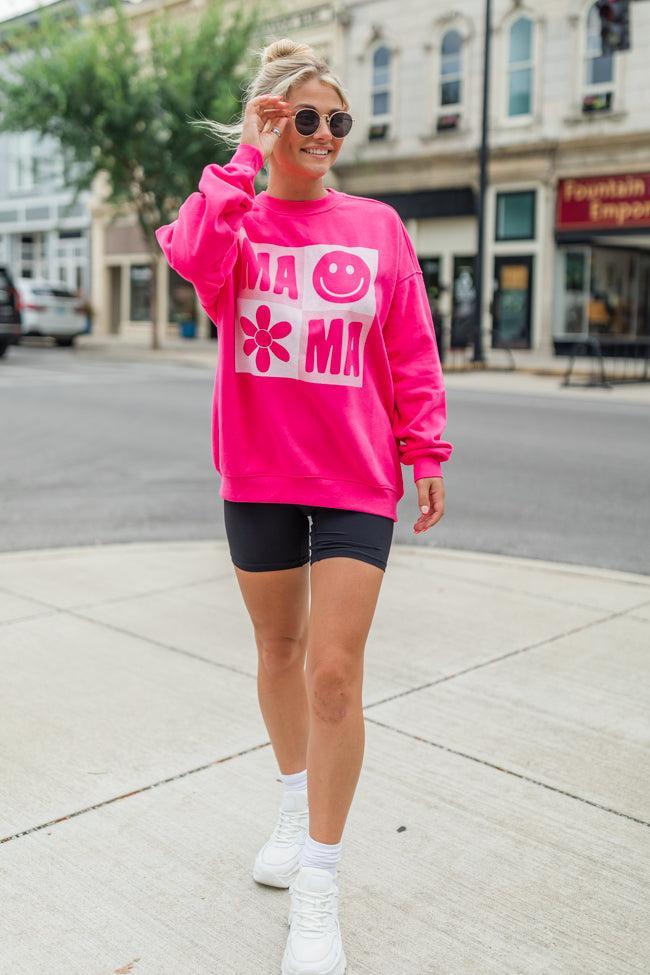 Mama Retro Hot Pink Oversized Graphic Sweatshirt Product Image
