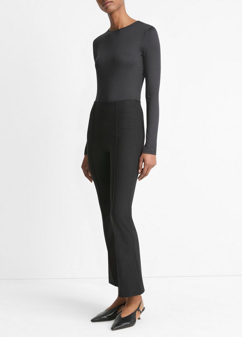 Womens Mid-Rise Pintuck Crop Flare Pant, Black, Size XS Vince Product Image