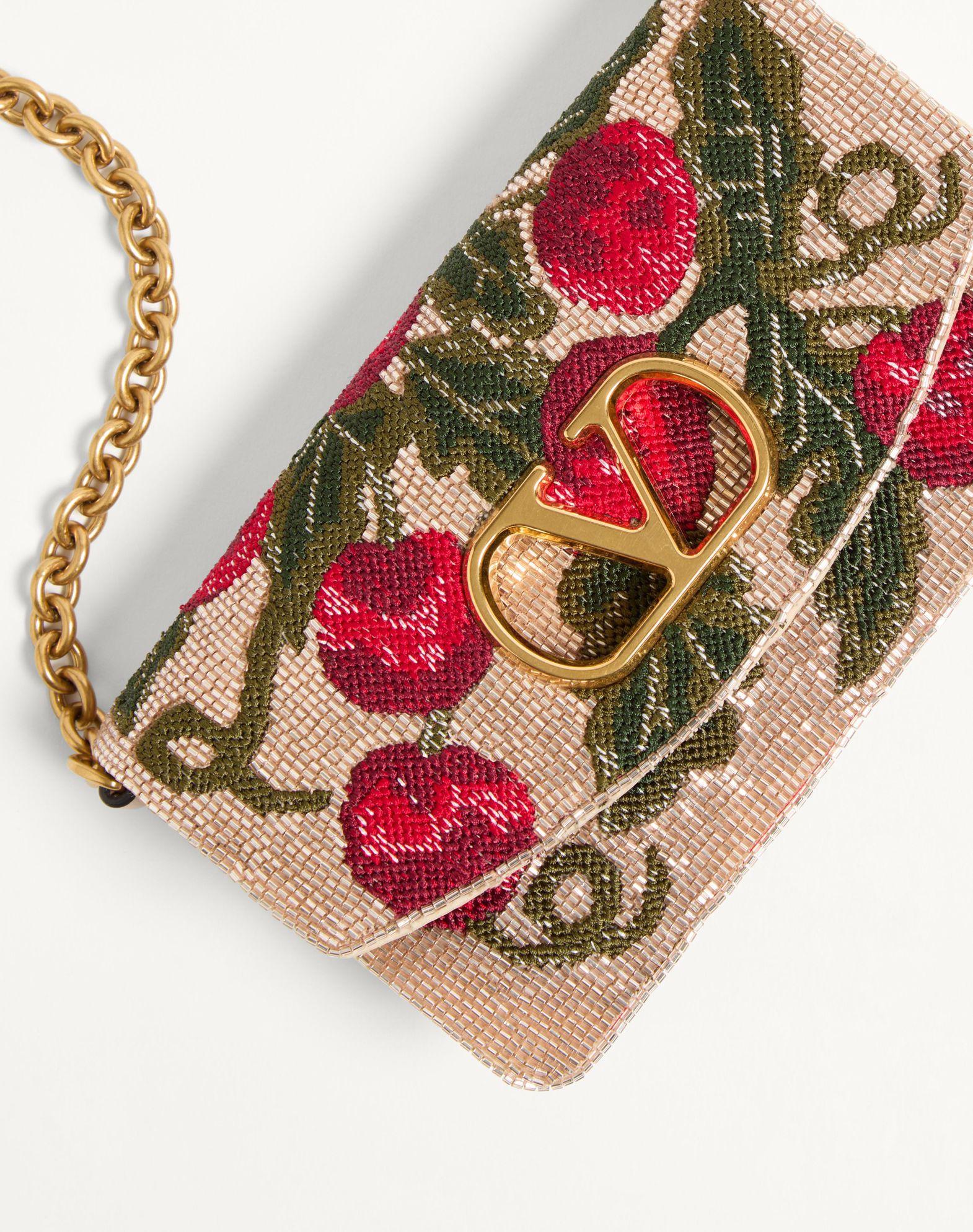 Valentino Garavani Vain Embroidered Shoulder Clutch With Cherryfic Pattern Product Image